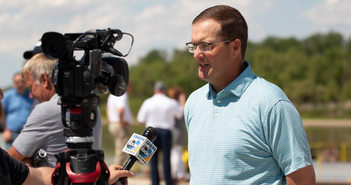 Farmer speaking during TV interview